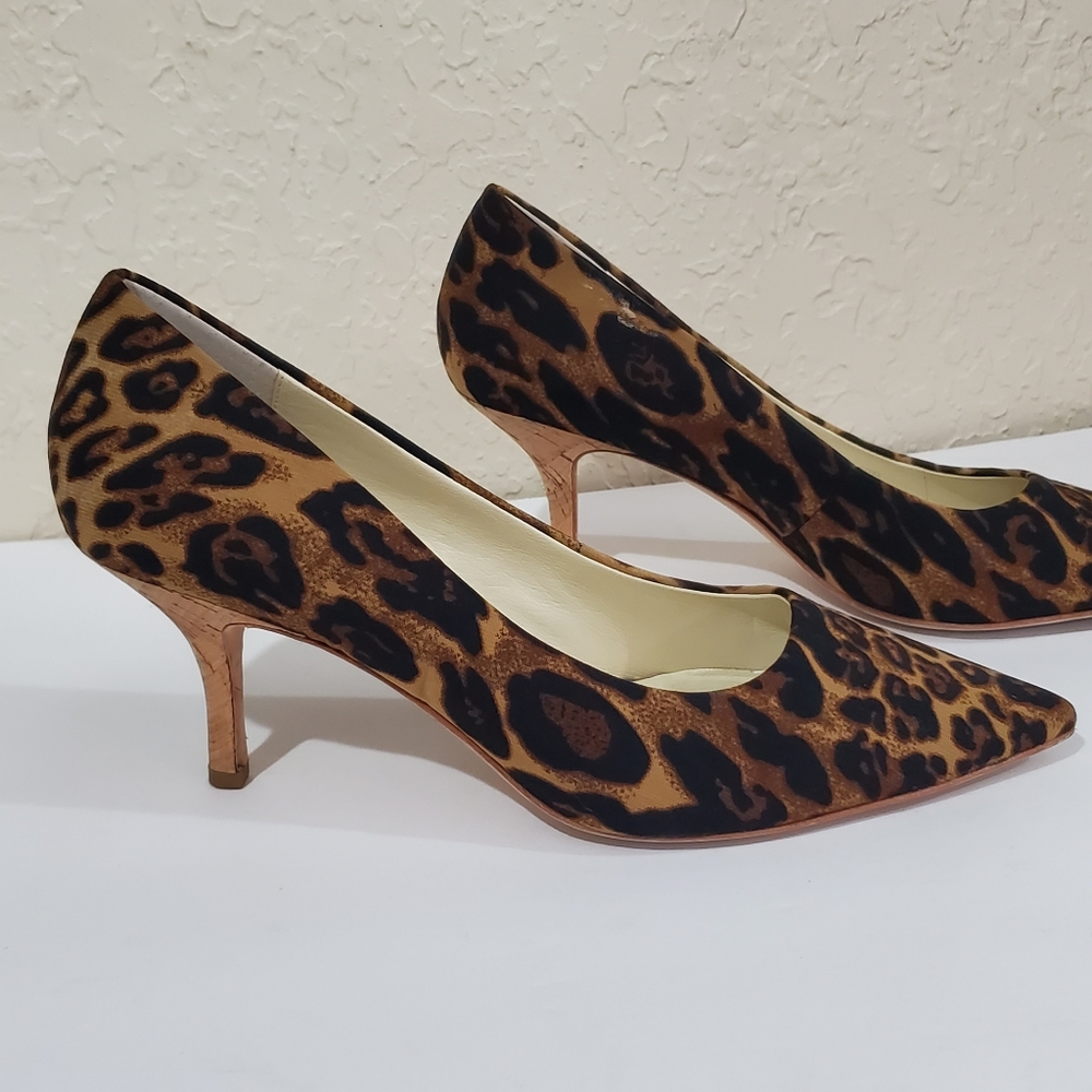 Betteye Muller Leopard Leather Cork Heels 7.5